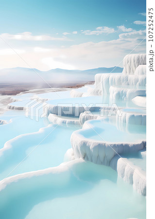 Illustration of a beautiful view of the travertines 107252475