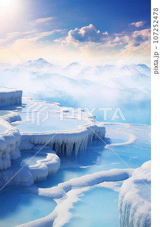 Illustration of beautiful view of Pamukkale, Turkey 107252478