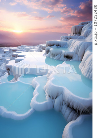Illustration of beautiful view of Pamukkale, Turkey Illustration of beautiful view of Pamukkale, Turkey 107252480