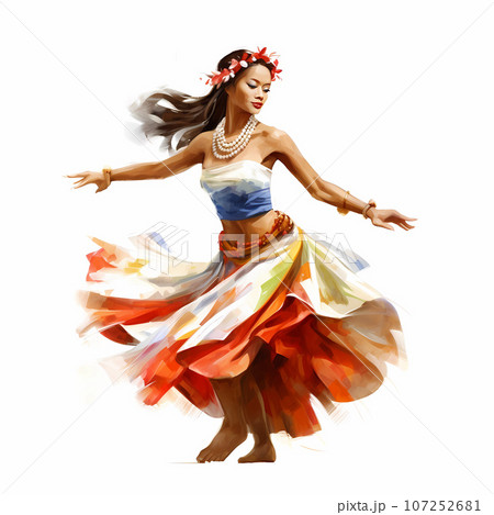 Illustration of traditional hawaiian lifestyle on an island, Hawaii, USA Illustration of traditional hawaiian lifestyle on an island, Hawaii, USA 107252681