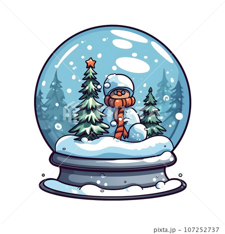 christmas snow character winter happy illustration merry holiday cartoon generative Ai. 107252737