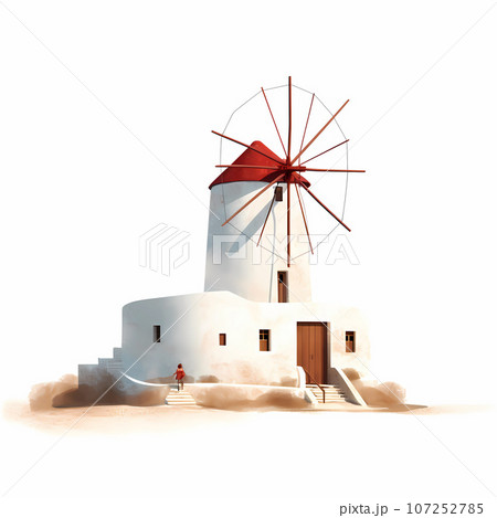 Illustration of a beautiful view of a greek village, Greece 107252785
