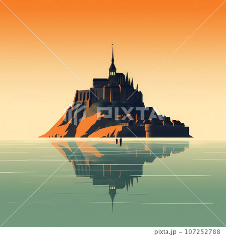 Illustration of beautiful view of Mont Saint-Michel, France Illustration of beautiful view of Mont Saint-Michel, France 107252788