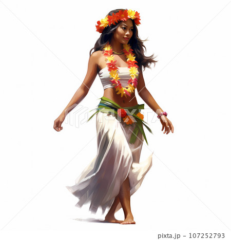 Illustration of traditional hawaiian lifestyle on an island, Hawaii, USA Illustration of traditional hawaiian lifestyle on an island, Hawaii, USA 107252793