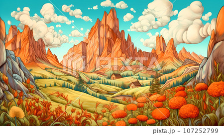Illustration of beautiful view of Dolomiti, Italy Illustration of beautiful view of Dolomiti, Italy 107252799
