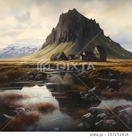 Illustration of a beautiful view of Iceland 107252816