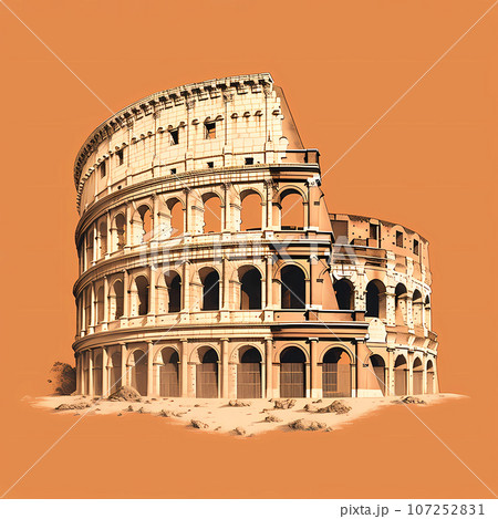 Illustration of beautiful view of Rome, Italy 107252831