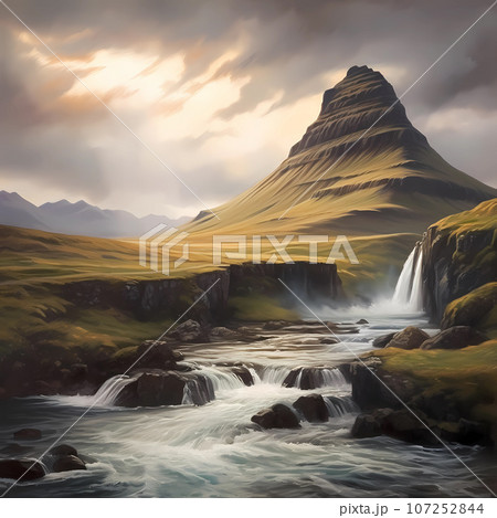 Illustration of a beautiful view of Iceland 107252844