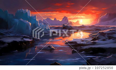 Illustration of a beautiful view of Iceland 107252850