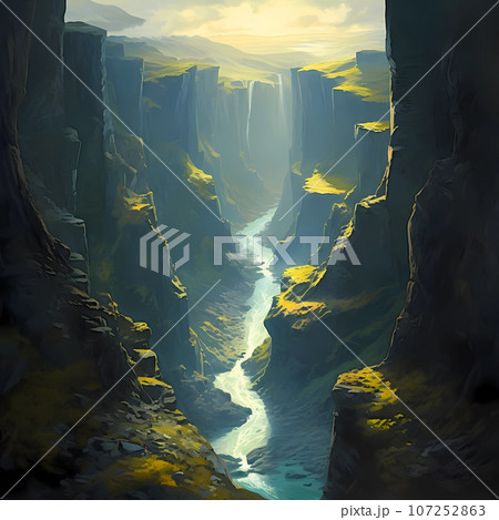 Illustration of a beautiful view of Iceland Illustration of a beautiful view of Iceland 107252863