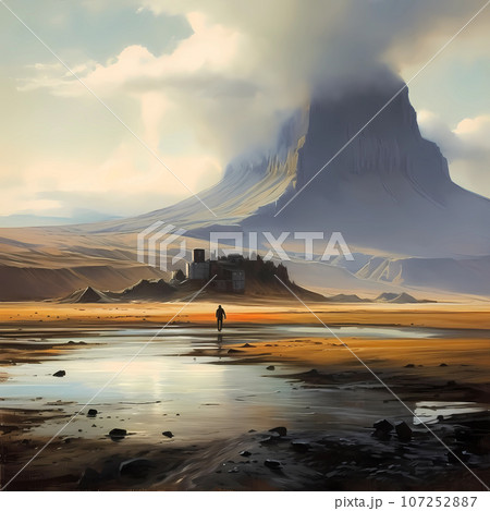 Illustration of a beautiful view of Iceland Illustration of a beautiful view of Iceland 107252887