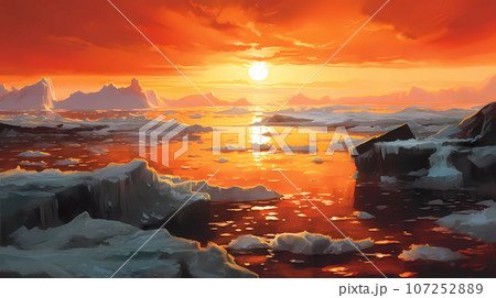 Illustration of a beautiful view of Iceland Illustration of a beautiful view of Iceland 107252889