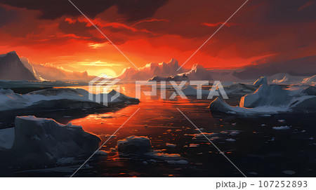 Illustration of a beautiful view of Iceland Illustration of a beautiful view of Iceland 107252893