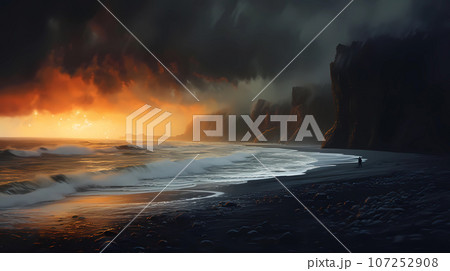 Illustration of a beautiful view of Iceland 107252908