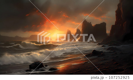 Illustration of a beautiful view of Iceland 107252925