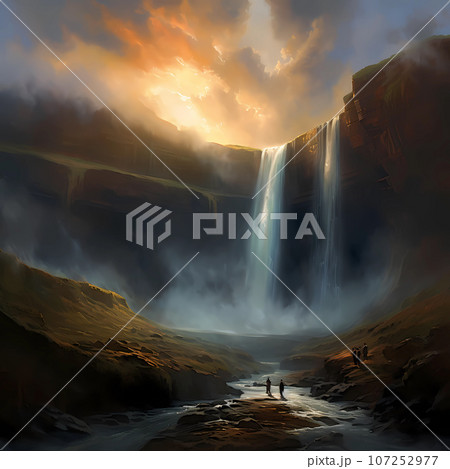 Illustration of a beautiful view of Iceland 107252977