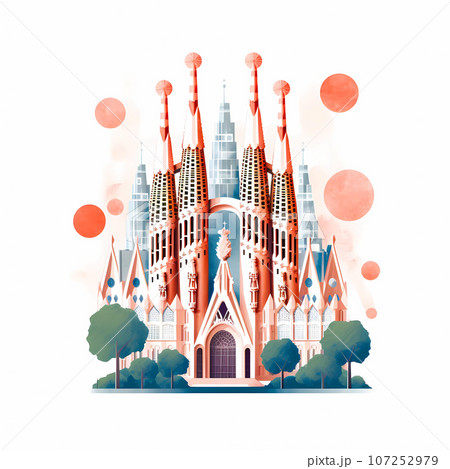 Illustration of beautiful view of the city of Barcelona, Spain Illustration of beautiful view of the city of Barcelona, Spain 107252979