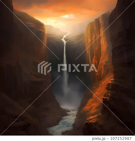Illustration of a beautiful view of Iceland 107252987
