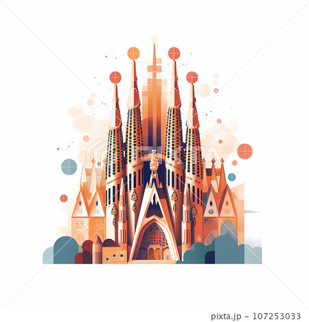 Illustration of beautiful view of the city of Barcelona, Spain Illustration of beautiful view of the city of Barcelona, Spain 107253033