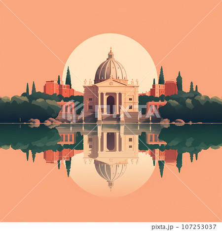 Illustration of beautiful view of Rome, Italy 107253037