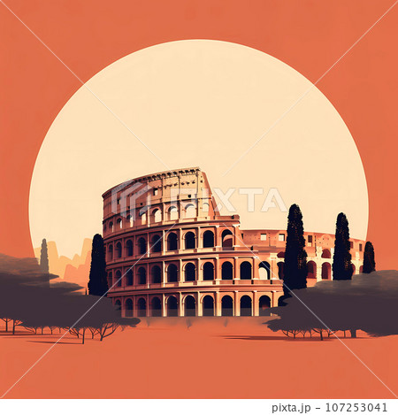 Illustration of beautiful view of Rome, Italy 107253041