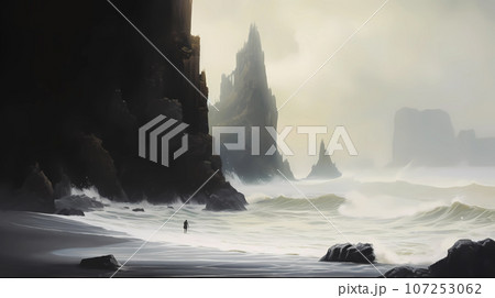 Illustration of a beautiful view of Iceland Illustration of a beautiful view of Iceland 107253062