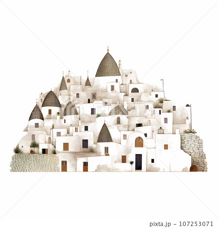 Illustration of beautiful view of Alberobello, Italy Illustration of beautiful view of Alberobello, Italy 107253071