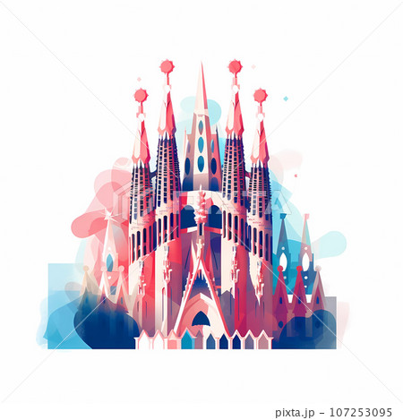 Illustration of beautiful view of the city of Barcelona, Spain Illustration of beautiful view of the city of Barcelona, Spain 107253095