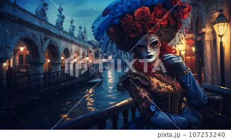 Illustration of the beautiful city of Venice. City of gondoliers, bridges, carnivals and love. Italy Illustration of the beautiful city of Venice. City of gondoliers, bridges, carnivals and love. Italy 107253240