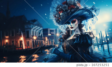 Illustration of the beautiful city of Venice. City of gondoliers, bridges, carnivals and love. Italy Illustration of the beautiful city of Venice. City of gondoliers, bridges, carnivals and love. Italy 107253251