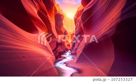 Illustration of a beautiful view of the canyon, USA 107253327