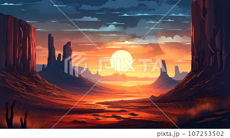 Illustration of a beautiful view of the canyon, USA 107253502