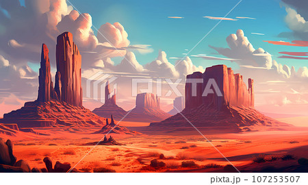 Illustration of a beautiful view of the canyon, USA 107253507
