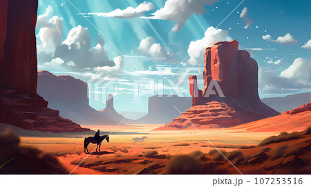 Illustration of a beautiful view of the canyon, USA 107253516