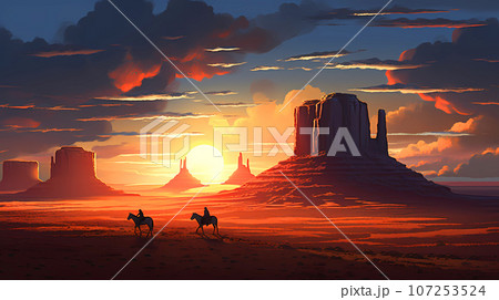 Illustration of a beautiful view of the canyon, USA 107253524