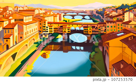 Illustration of beautiful view of Florence, Italy Illustration of beautiful view of Florence, Italy 107253570