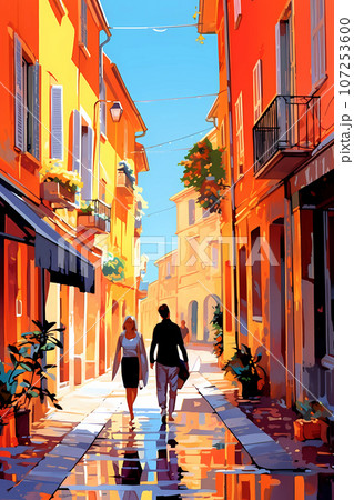 Beautiful summer day in a small town by the sea Beautiful summer day in a small town by the sea 107253600