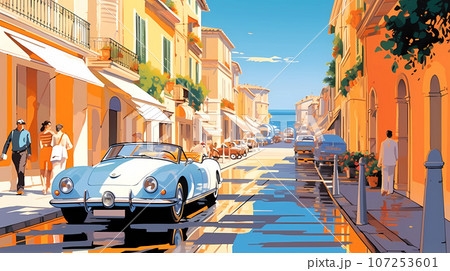 Beautiful summer day in a small town by the sea Beautiful summer day in a small town by the sea 107253601