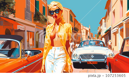 Beautiful summer day in a small town by the sea 107253605