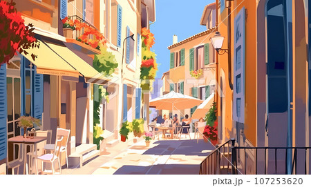 Beautiful summer day in a small town by the sea Beautiful summer day in a small town by the sea 107253620