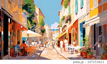 Beautiful summer day in a small town by the sea Beautiful summer day in a small town by the sea 107253621