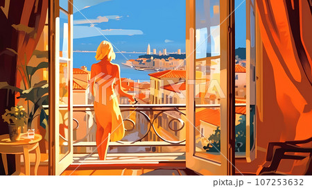 Beautiful summer day in a small town by the sea Beautiful summer day in a small town by the sea 107253632