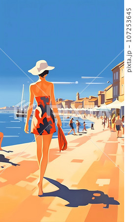Beautiful summer day in a small town by the sea Beautiful summer day in a small town by the sea 107253645