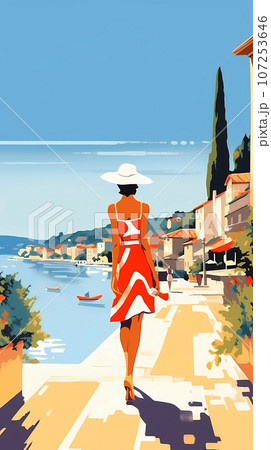 Beautiful summer day in a small town by the sea Beautiful summer day in a small town by the sea 107253646