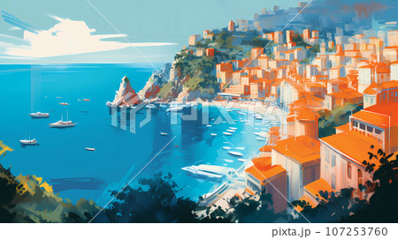 Illustration of beautiful view of Monte Carlo, Monaco Illustration of beautiful view of Monte Carlo, Monaco 107253760