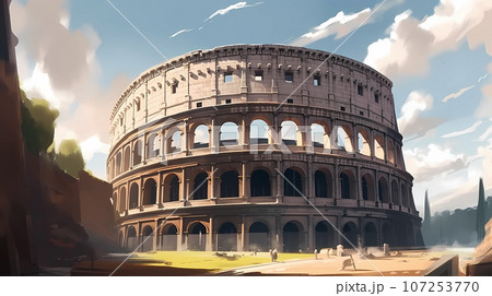 Illustration of beautiful view of Rome, Italy 107253770