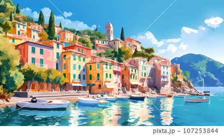 最も 割引 リヴィエラ ヨーロッパ 地中海 風景画 水彩画 海 イタリア 版画