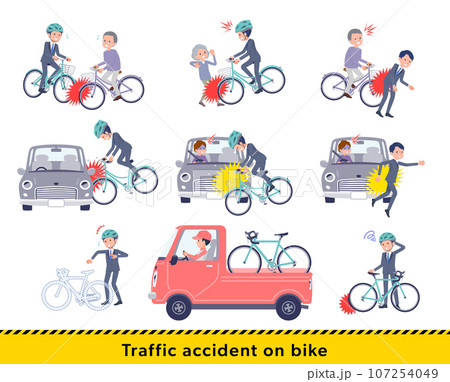 自転車事故に遭う営業コンサルタント男性のセット 107254049