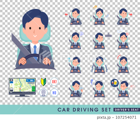 Set of sales consultant men driving a car 107254071