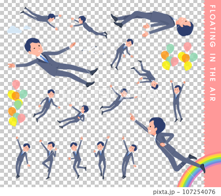 Set of sales consultant men floating in the air 107254076